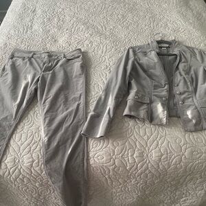 White Black Market grey velvet pantsuit. Gorgeous set.